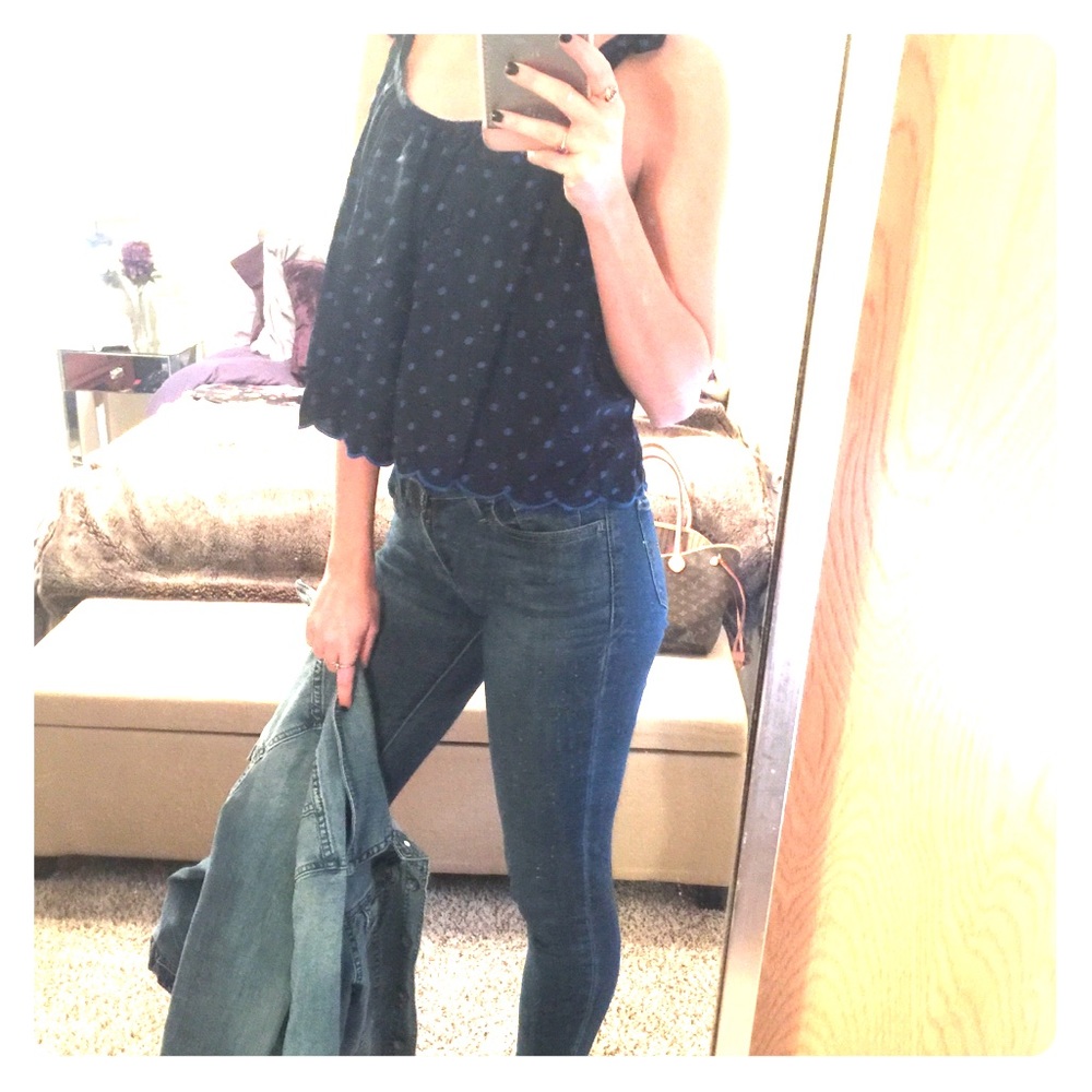 Navy and Blue Polka Dot Tank